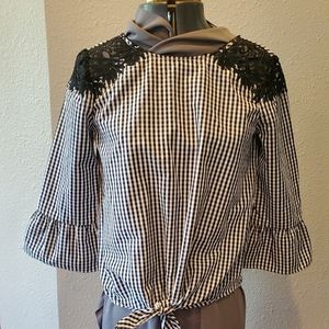 Tie-front blouse